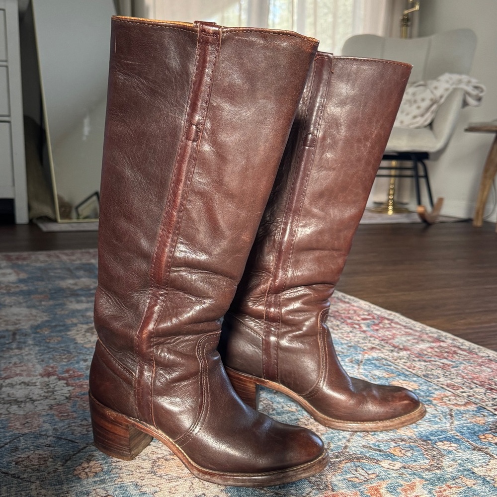 Frye vintage 70s campus brown boots